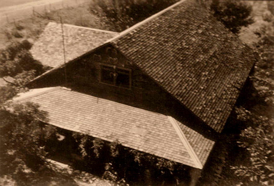 The big ranch house as viewed from the windmill; photo taken by Sherrill in 1942